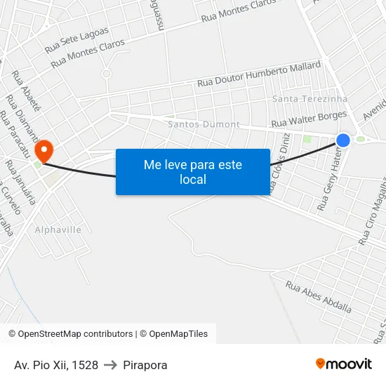 Av. Pio Xii, 1528 to Pirapora map