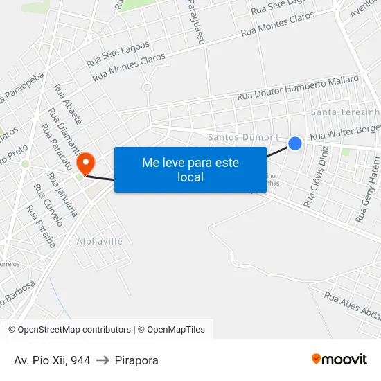 Av. Pio Xii, 944 to Pirapora map