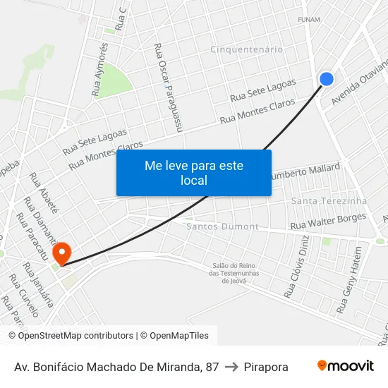 Av. Bonifácio Machado De Miranda, 87 to Pirapora map