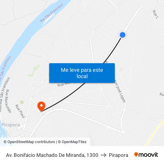 Av. Bonifácio Machado De Miranda, 1300 to Pirapora map