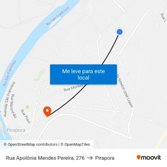 Rua Apolônia Mendes Pereira, 276 to Pirapora map
