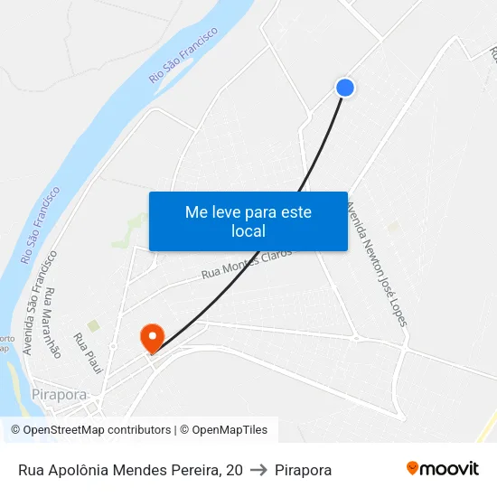 Rua Apolônia Mendes Pereira, 20 to Pirapora map