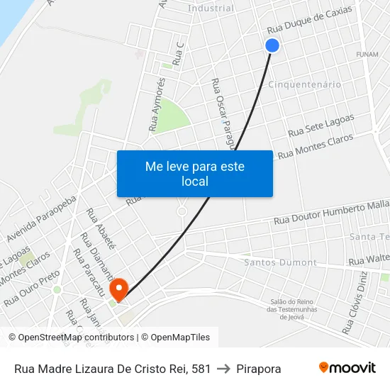 Rua Madre Lizaura De Cristo Rei, 581 to Pirapora map