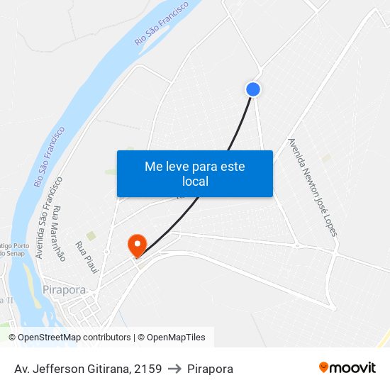 Av. Jefferson Gitirana, 2159 to Pirapora map