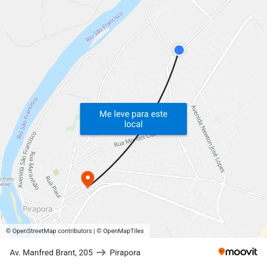 Av. Manfred Brant, 205 to Pirapora map