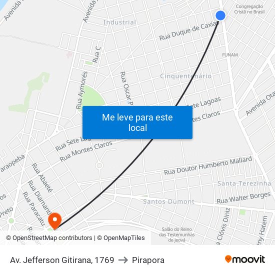 Av. Jefferson Gitirana, 1769 to Pirapora map