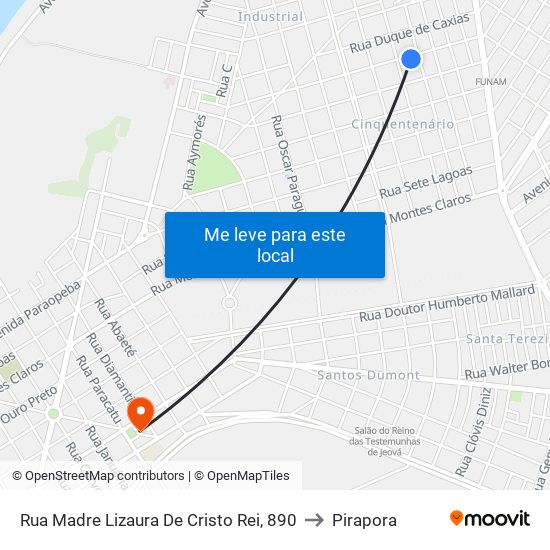 Rua Madre Lizaura De Cristo Rei, 890 to Pirapora map