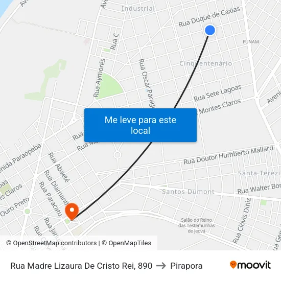 Rua Madre Lizaura De Cristo Rei, 890 to Pirapora map