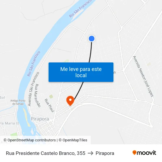 Rua Presidente Castelo Branco, 355 to Pirapora map