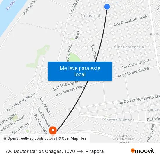 Av. Doutor Carlos Chagas, 1070 to Pirapora map