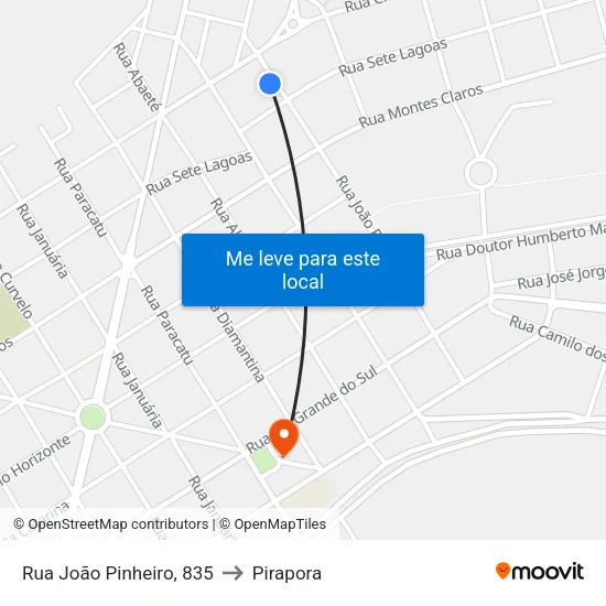 Rua João Pinheiro, 835 to Pirapora map