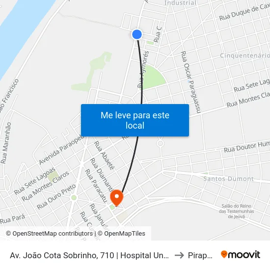 Av. João Cota Sobrinho, 710 | Hospital Unimed to Pirapora map