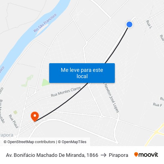 Av. Bonifácio Machado De Miranda, 1866 to Pirapora map