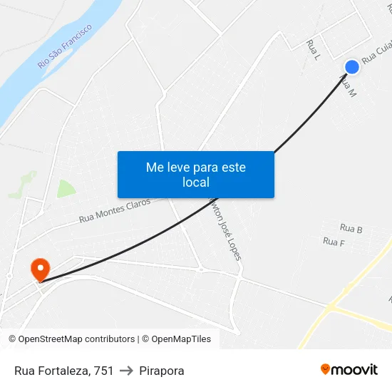 Rua Fortaleza, 751 to Pirapora map