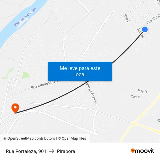 Rua Fortaleza, 901 to Pirapora map