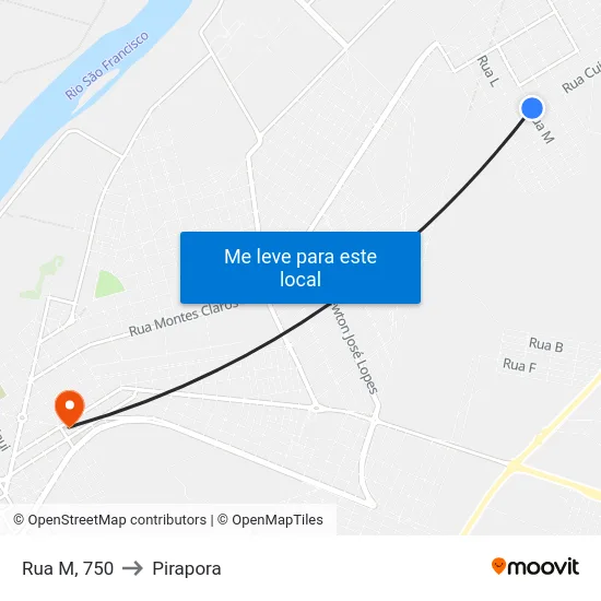 Rua M, 750 to Pirapora map