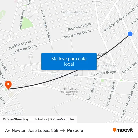 Av. Newton José Lopes, 858 to Pirapora map
