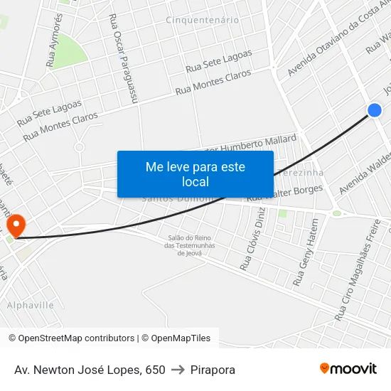 Av. Newton José Lopes, 650 to Pirapora map