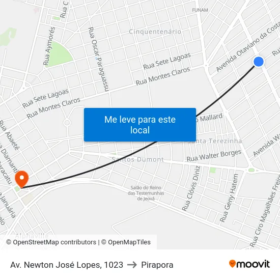 Av. Newton José Lopes, 1023 to Pirapora map