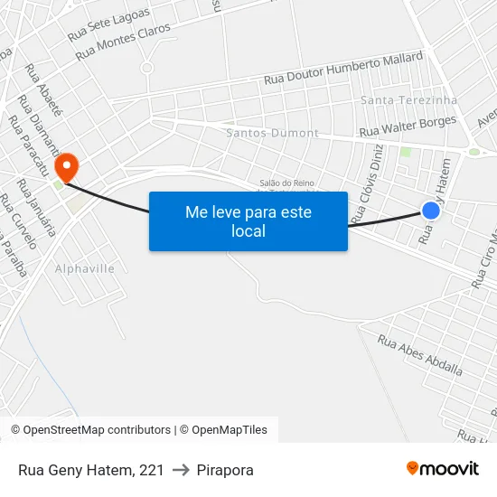 Rua Geny Hatem, 221 to Pirapora map