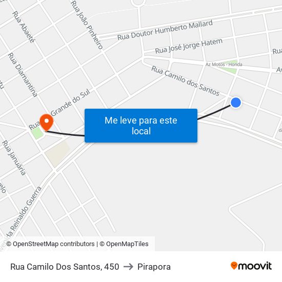 Rua Camilo Dos Santos, 450 to Pirapora map