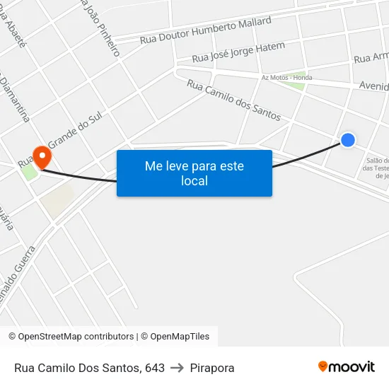 Rua Camilo Dos Santos, 643 to Pirapora map