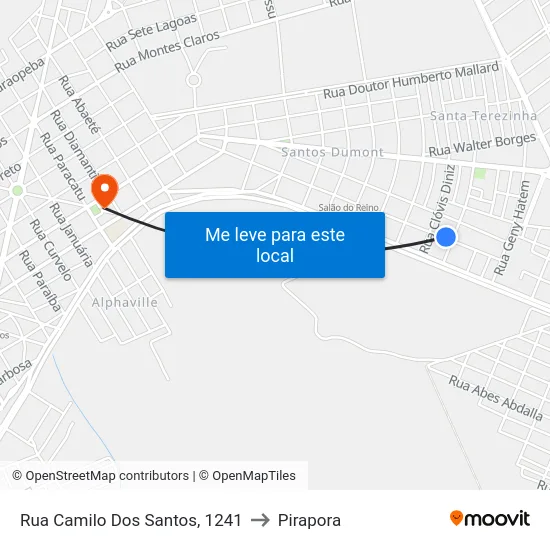 Rua Camilo Dos Santos, 1241 to Pirapora map