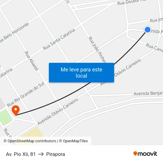 Av. Pio Xii, 81 to Pirapora map