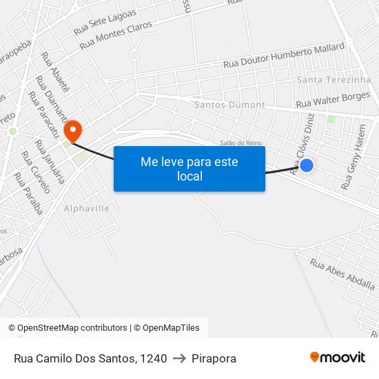 Rua Camilo Dos Santos, 1240 to Pirapora map