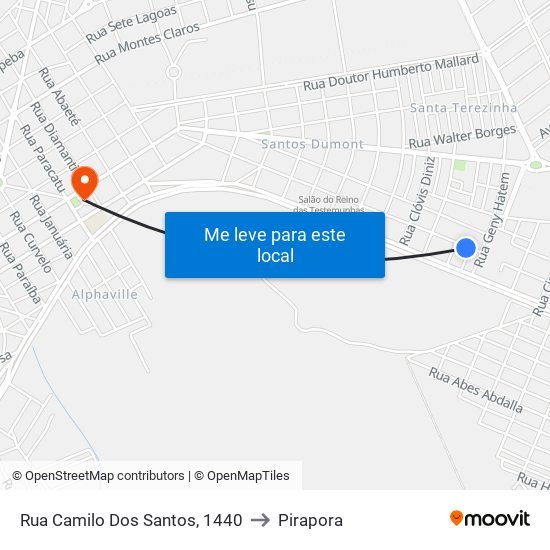 Rua Camilo Dos Santos, 1440 to Pirapora map