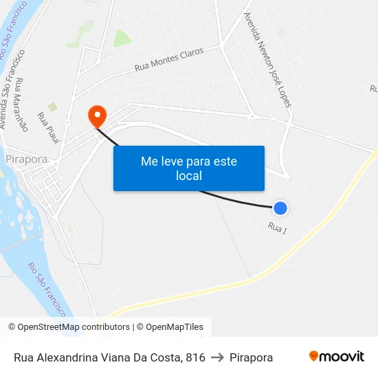 Rua Alexandrina Viana Da Costa, 816 to Pirapora map