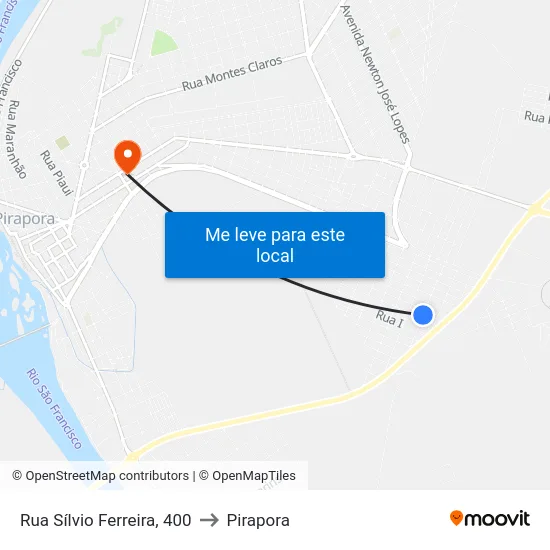 Rua Sílvio Ferreira, 400 to Pirapora map
