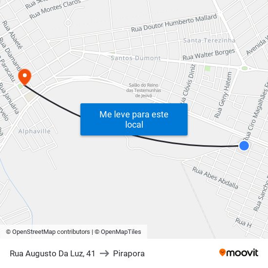 Rua Augusto Da Luz, 41 to Pirapora map