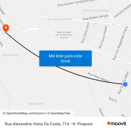 Rua Alexandria Viana Da Costa, 714 to Pirapora map