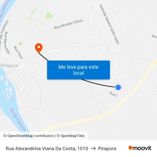 Rua Alexandrina Viana Da Costa, 1010 to Pirapora map