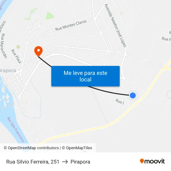 Rua Sílvio Ferreira, 251 to Pirapora map