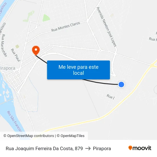Rua Joaquim Ferreira Da Costa, 879 to Pirapora map