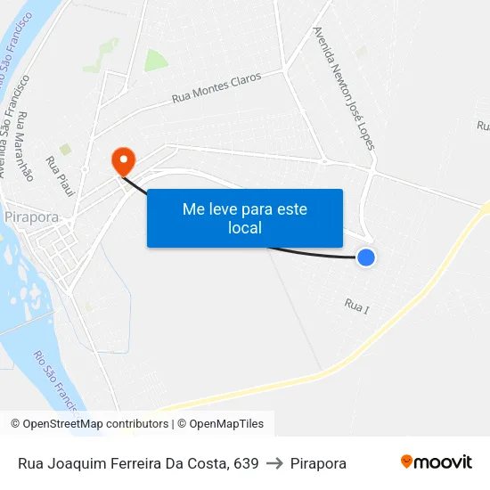 Rua Joaquim Ferreira Da Costa, 639 to Pirapora map