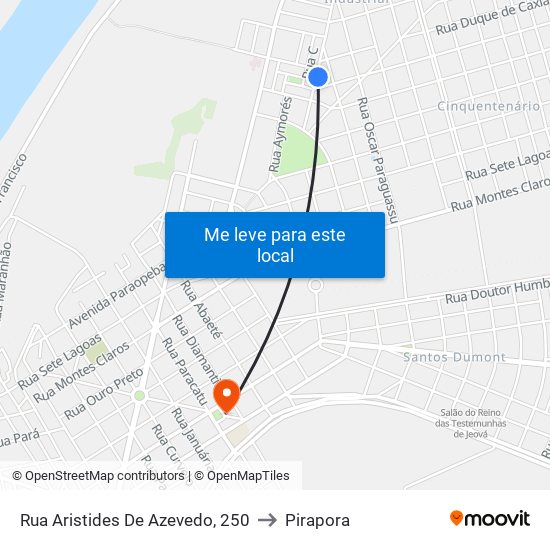 Rua Aristides De Azevedo, 250 to Pirapora map