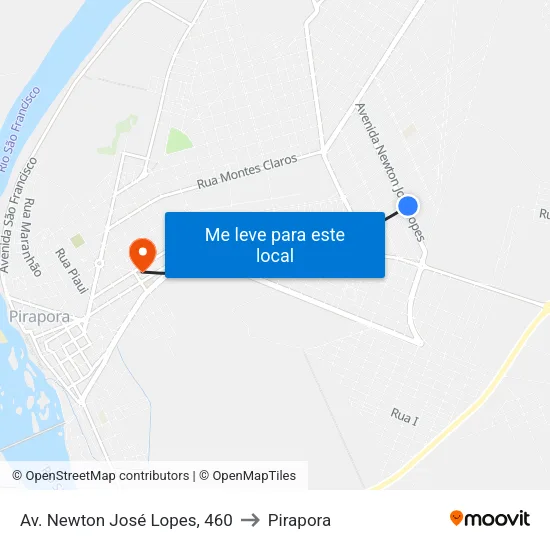 Av. Newton José Lopes, 460 to Pirapora map