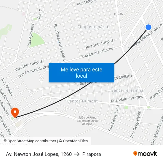 Av. Newton José Lopes, 1260 to Pirapora map