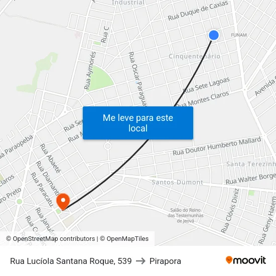Rua Lucíola Santana Roque, 539 to Pirapora map