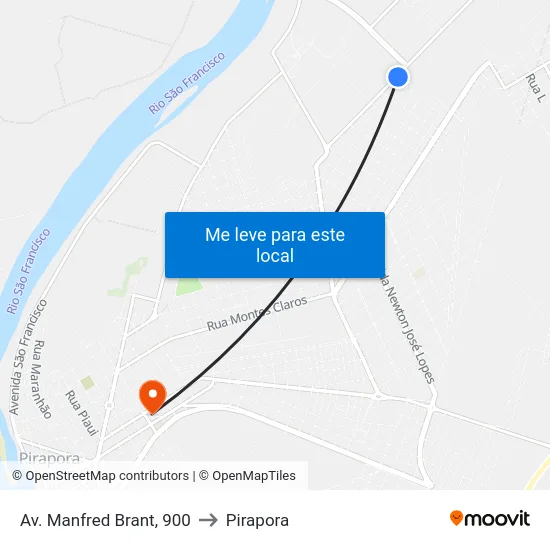 Av. Manfred Brant, 900 to Pirapora map