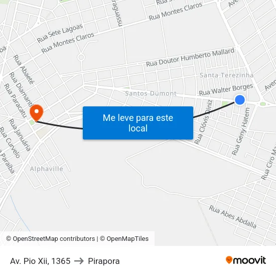 Av. Pio Xii, 1365 to Pirapora map
