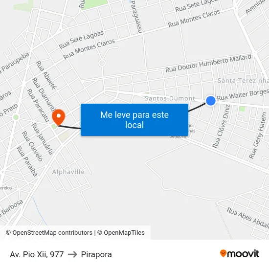 Av. Pio Xii, 977 to Pirapora map