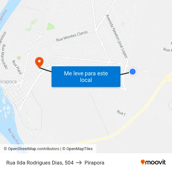 Rua Maria Ribeiro De Souza, 561 to Pirapora map