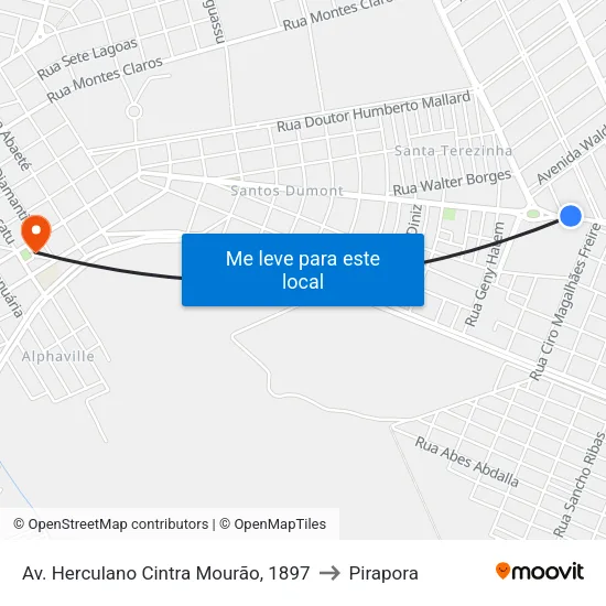 Av. Herculano Cintra Mourão, 1897 to Pirapora map