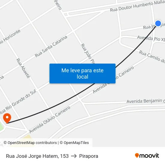 Rua José Jorge Hatem, 153 to Pirapora map