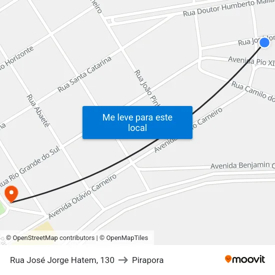 Rua José Jorge Hatem, 130 to Pirapora map