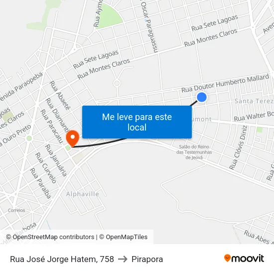 Rua José Jorge Hatem, 758 to Pirapora map